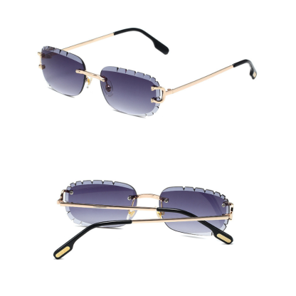 New Pattern Cut Edge Oval Frameless Sunglasses