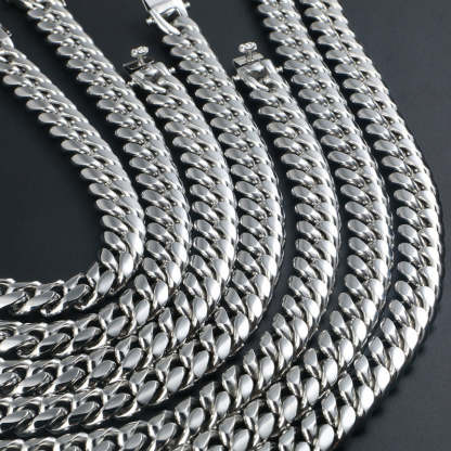 10/12/14/16/18/20/22mm Width Smooth White Gold Large Cuban Chain