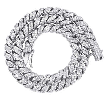 10mm Moissanite Ice Crystal Hemp Rope Chain
