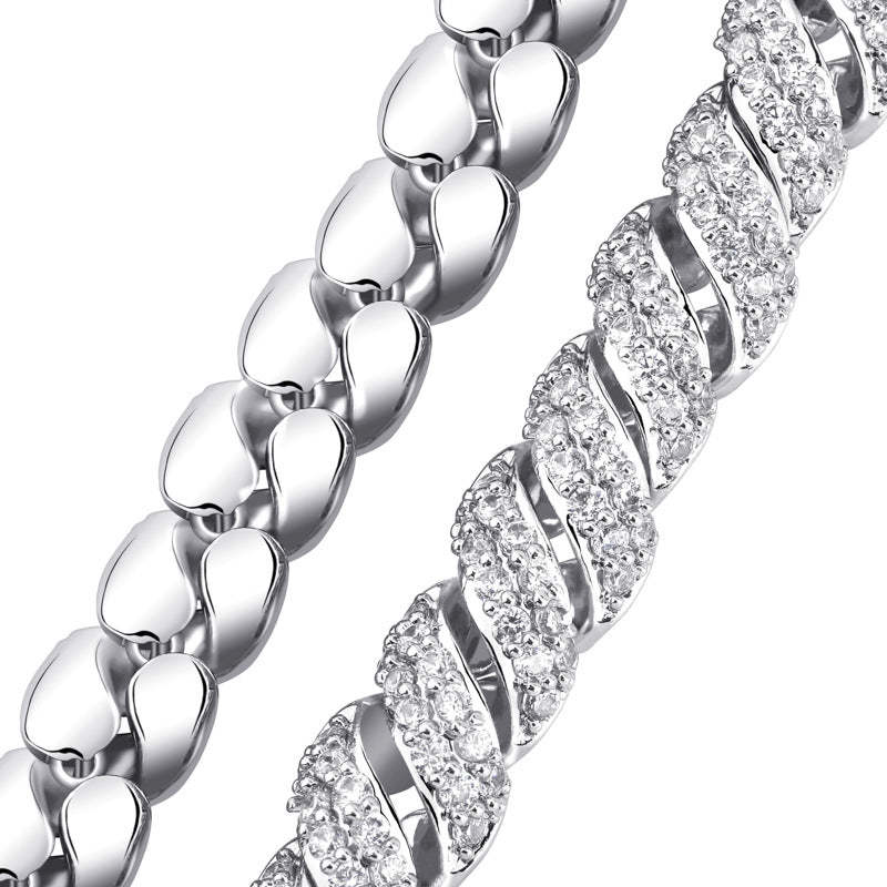 10mm Moissanite Ice Crystal Hemp Rope Chain