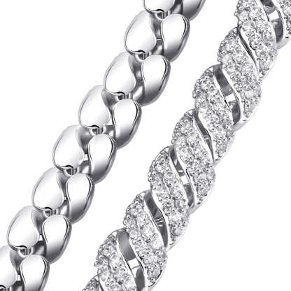 10mm Moissanite Ice Crystal Hemp Rope Chain