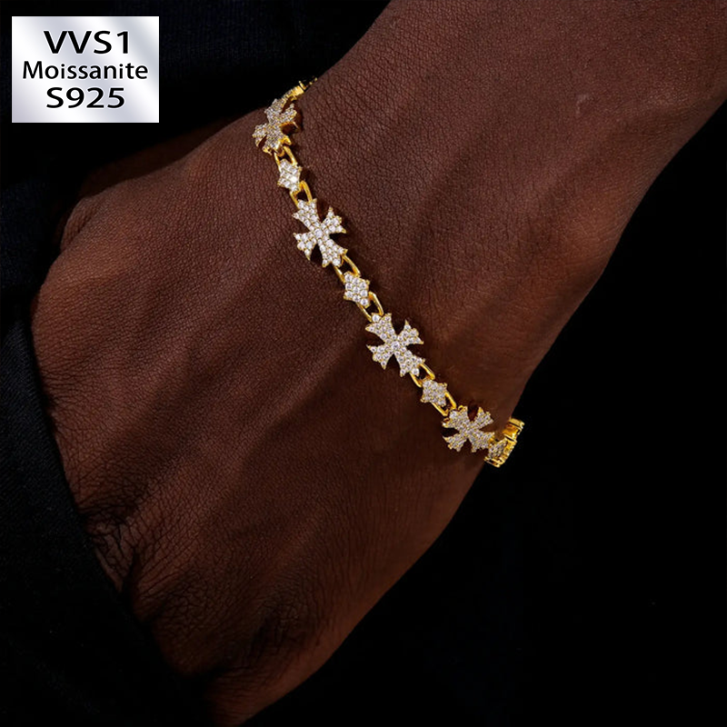 10MM Moissanite Rhombic Cross Bracelet