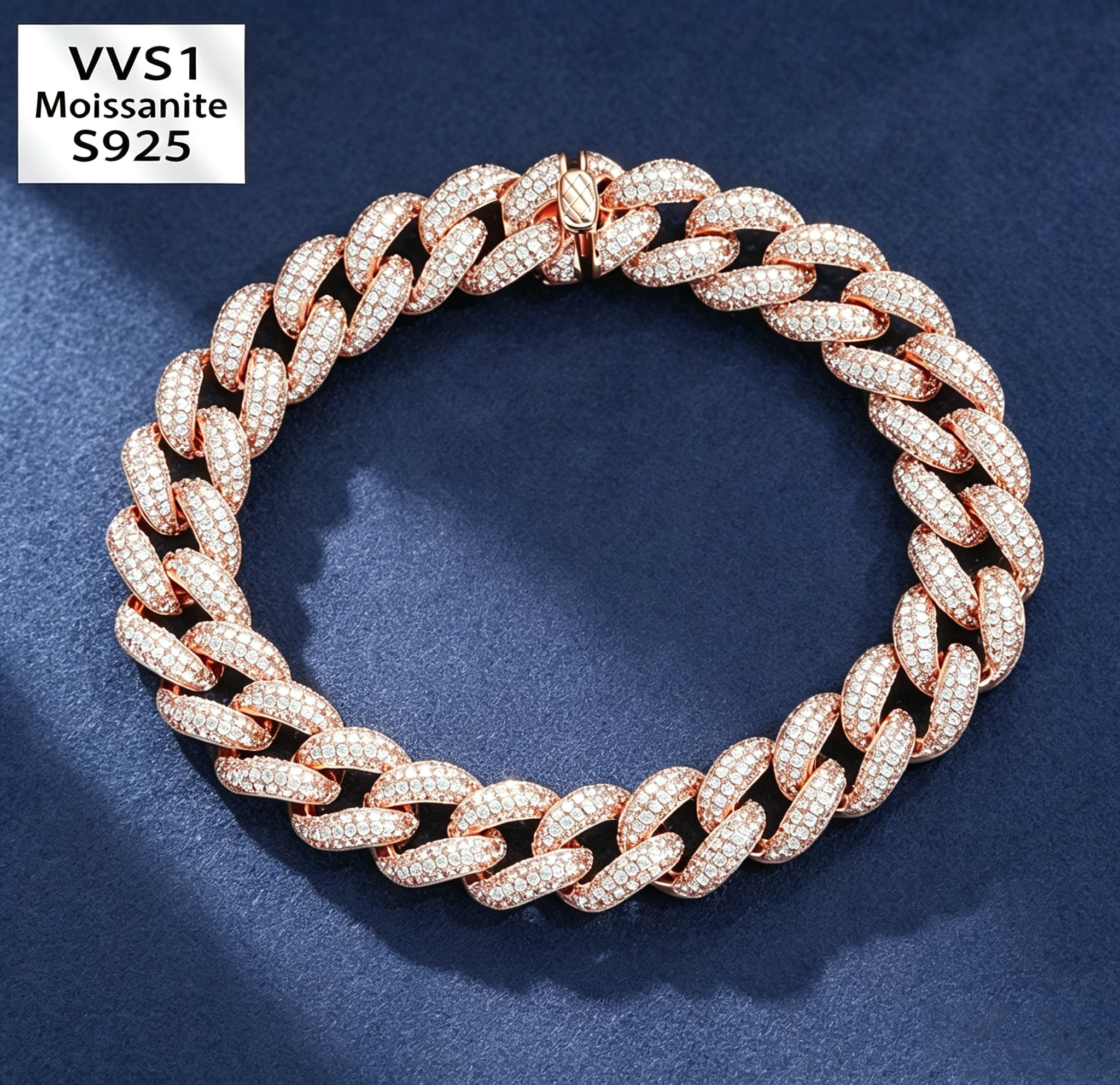 12mm S925 Moissanite 4-Row Cuban Bracelet