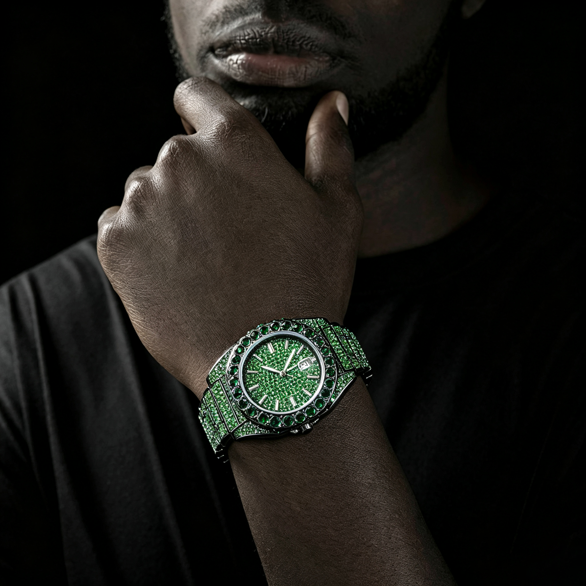 Niche Moissanite Watch with Luminous Hands