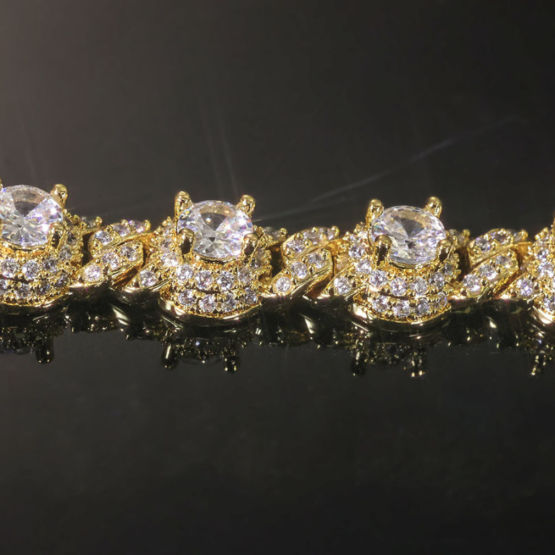 7.5mm Moissanite Hip Hop Round Bead Cuban Bracelet