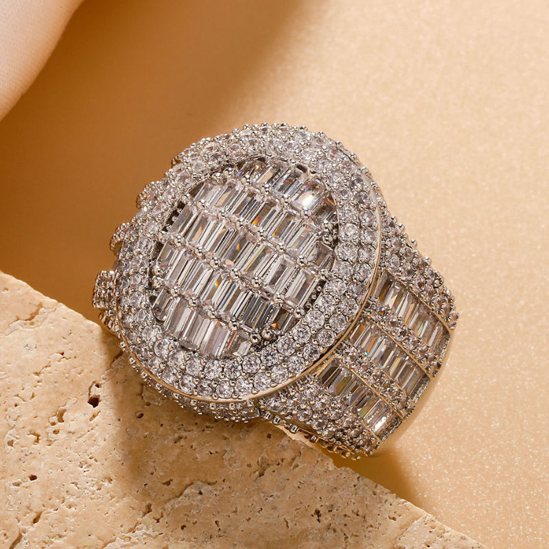 Moissanite Trendtide Trapezoid Square Diamond Close Set Disc Ring