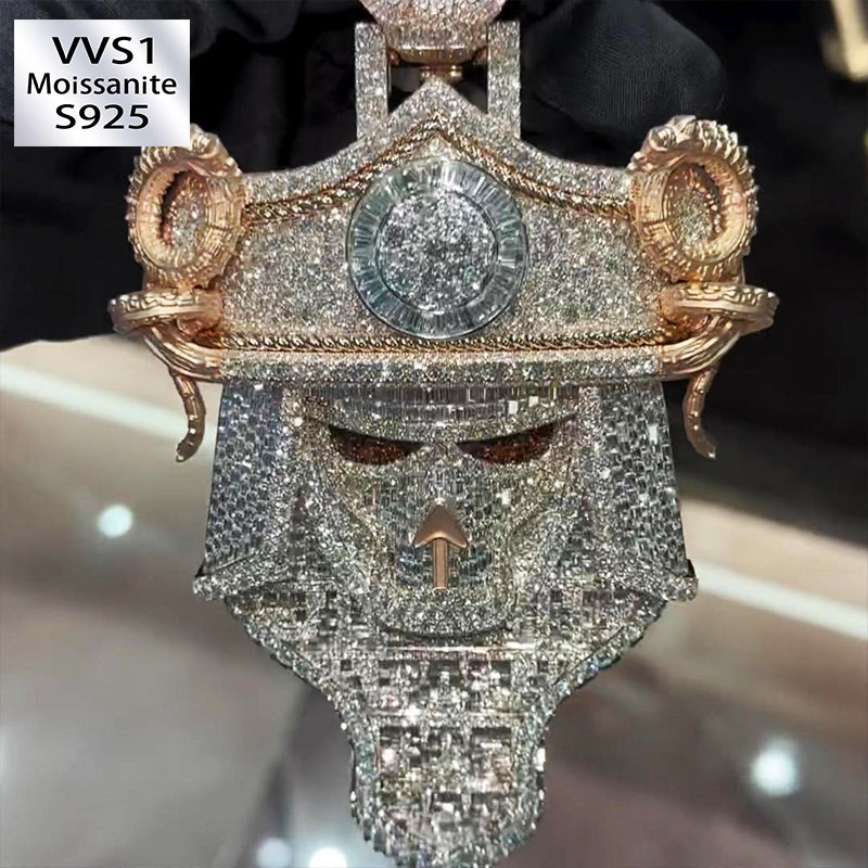 S925 Moissanite Conqueror Mask Pendant