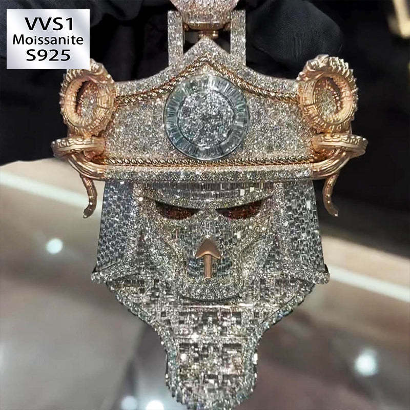 S925 Moissanite Conqueror Mask Pendant