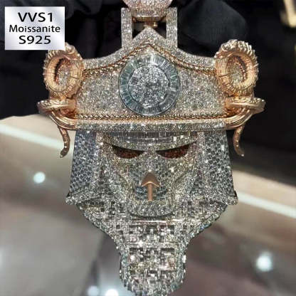 S925 Moissanite Conqueror Mask Pendant