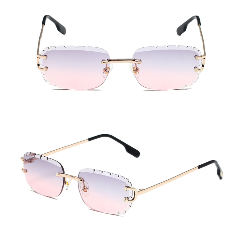 New Pattern Cut Edge Oval Frameless Sunglasses