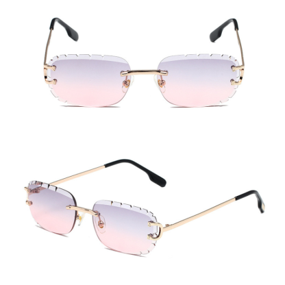 New Pattern Cut Edge Oval Frameless Sunglasses