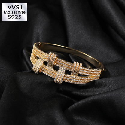23mm Gold-Tone Hip-Hop Geometric Double Layer Bangle