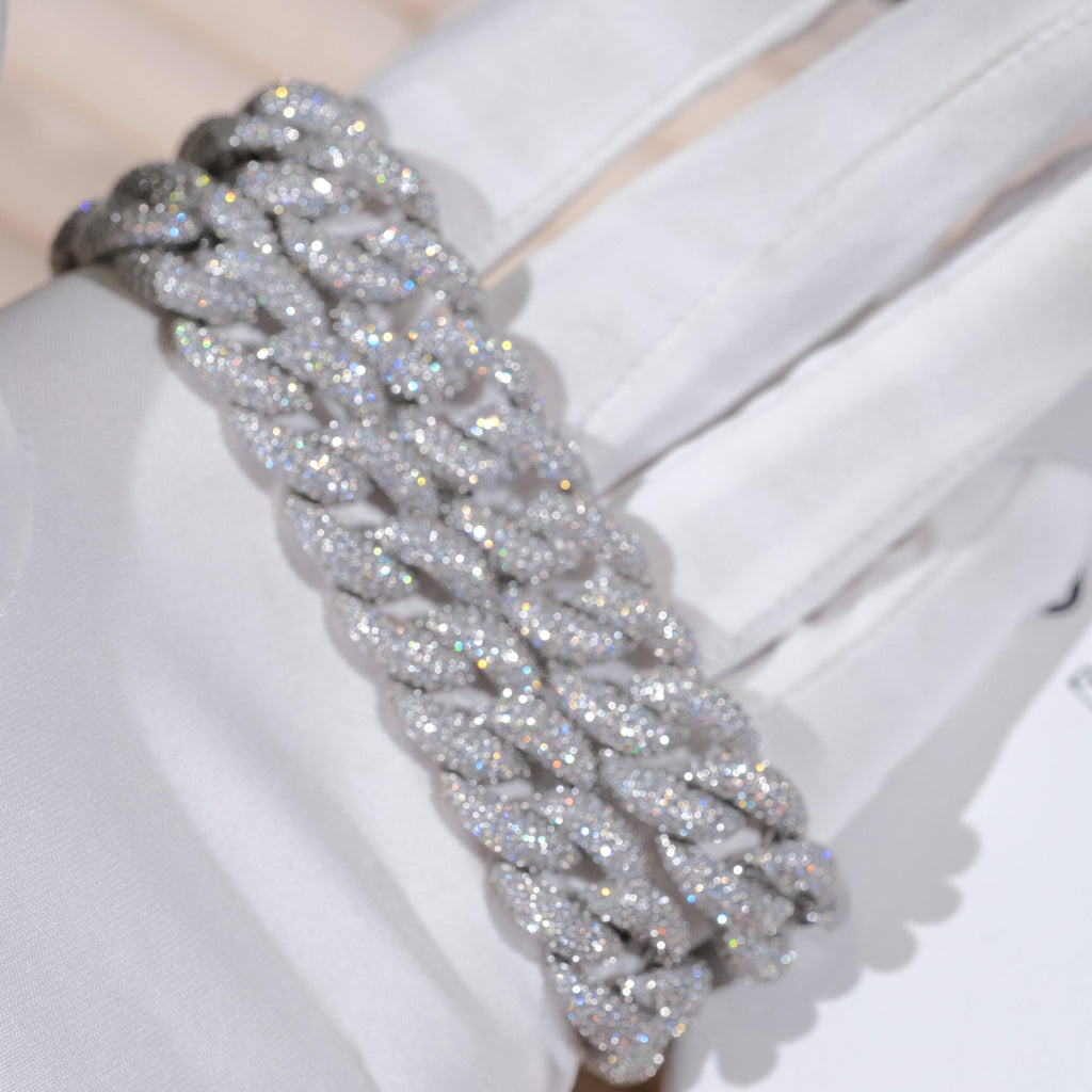 12mm Moissanite Bubble Micro inlay Cuban Chain