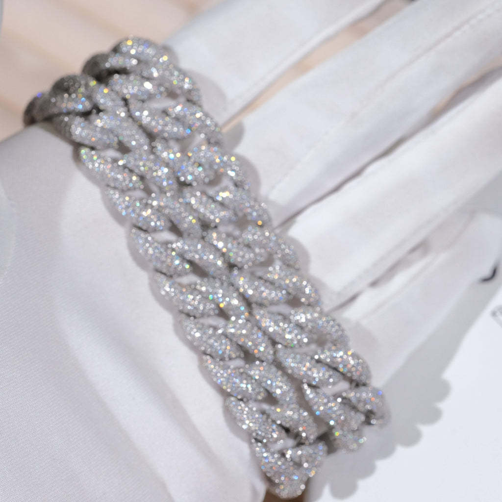 12mm Moissanite Bubble Micro inlay Cuban Chain