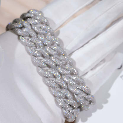 12mm Moissanite Bubble Micro inlay Cuban Chain