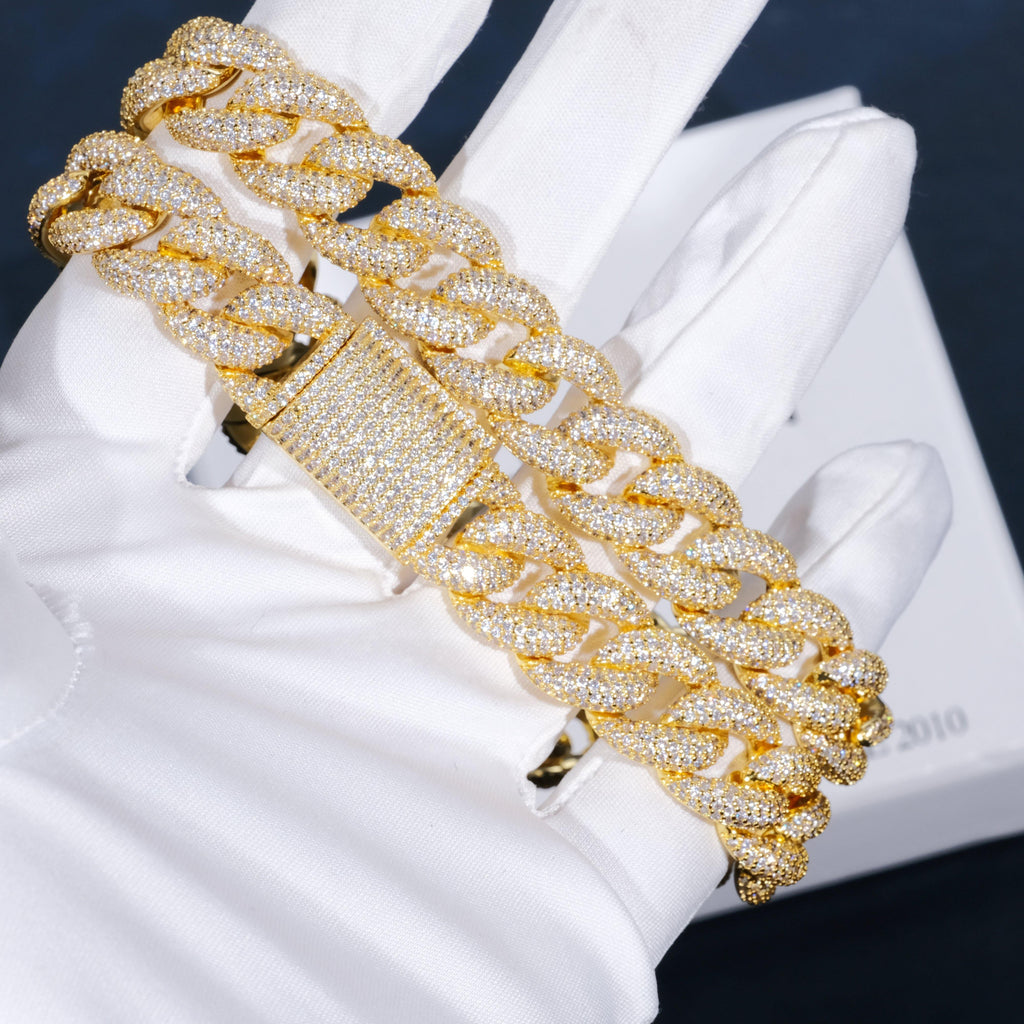 12mm Moissanite Bubble Micro inlay Cuban Chain