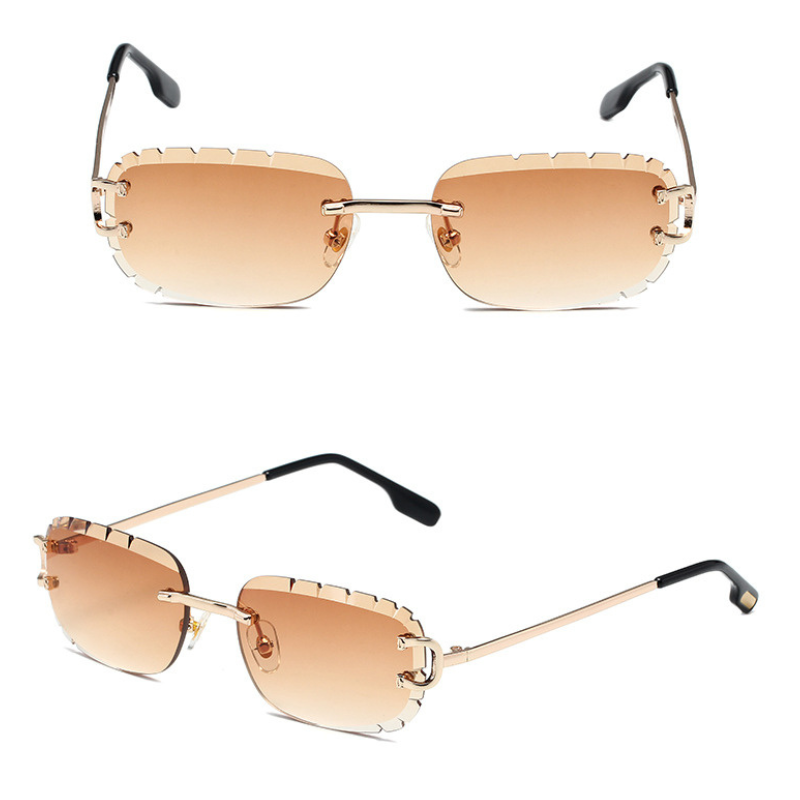 New Pattern Cut Edge Oval Frameless Sunglasses