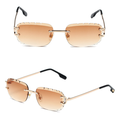 New Pattern Cut Edge Oval Frameless Sunglasses