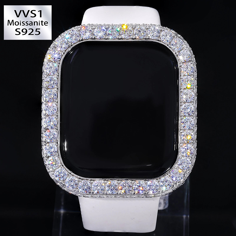 42/46mm Moissanite Bezel Case For Apple Watch Series 10/11