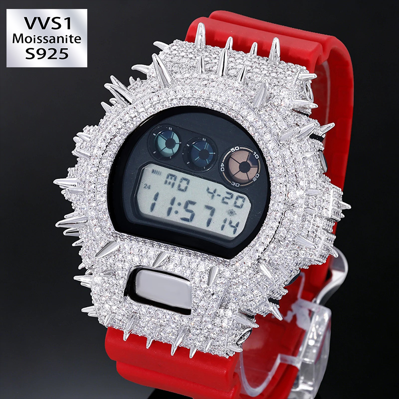 Moissanite Iced Out Bezel For DW6900RL-1AC Watch