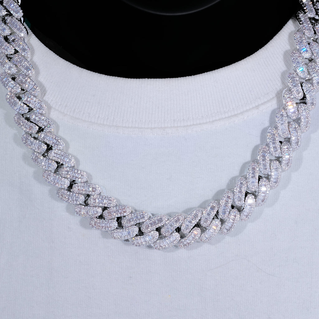15mm Moissanite T Square Ice Out Diamond Cuban Chain