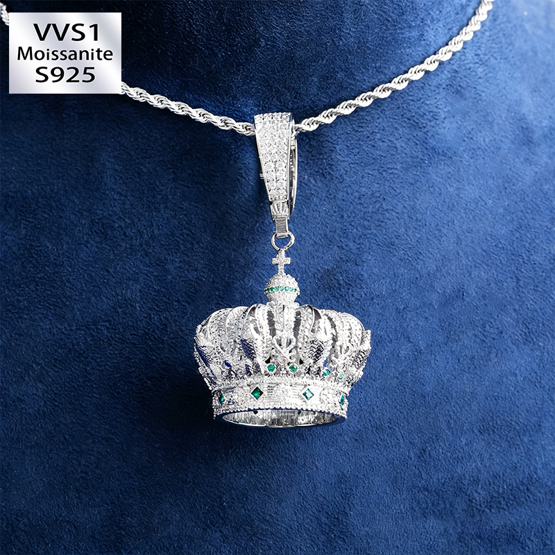 S925 Moissanite Crown Pendant