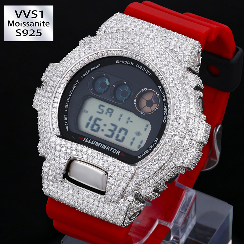 Moissanite Iced Out Bezel For DW6900RL-1AC Watch