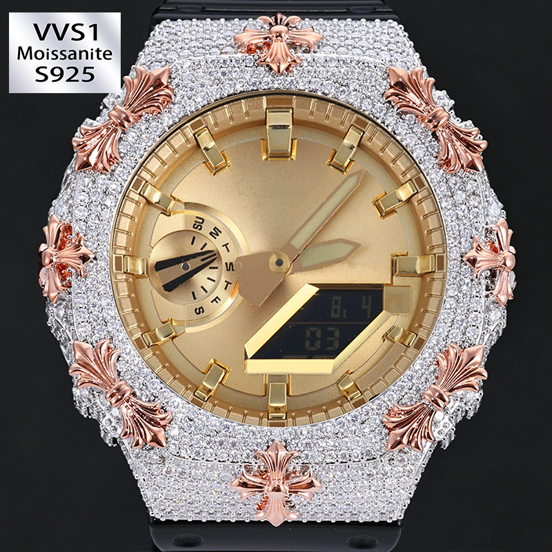 Iced Out Moissanite Cross Bust Down Bezel for GA2100