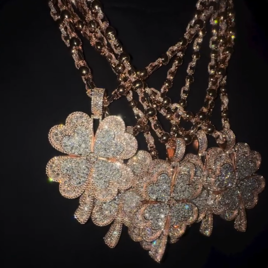 S925 Silver Moissanite Two-tone Four-leaf Clover endant