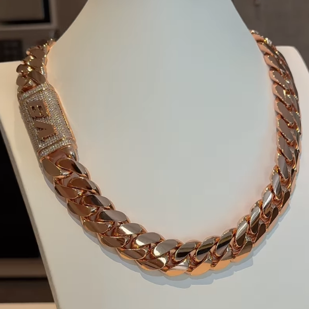 20mm Moissanite Custom Letter Buckle Cuban Chain