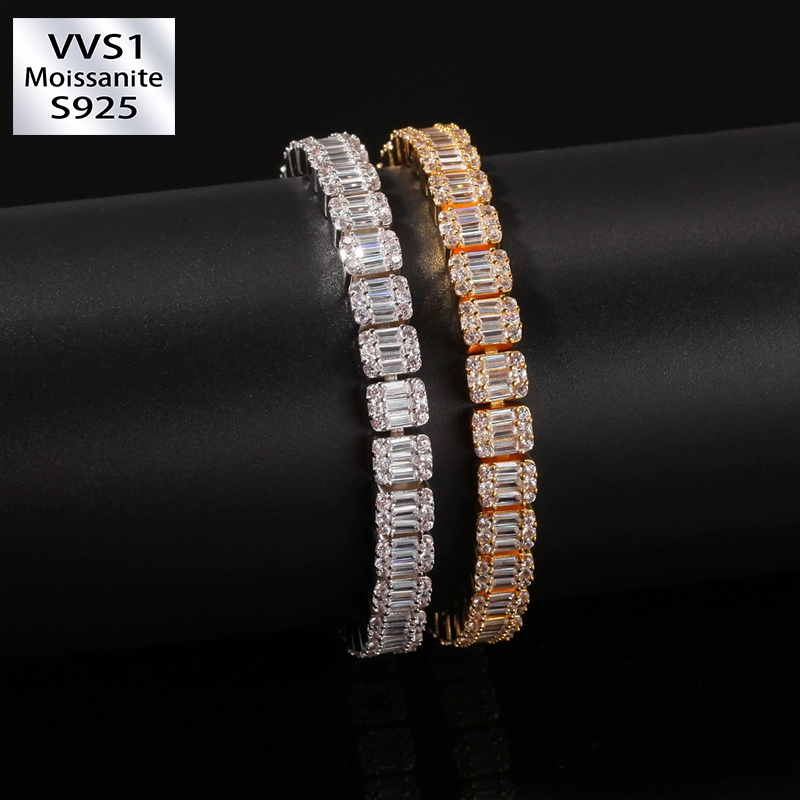 8.6mm Moissanite Baguette Tennis Bracelet
