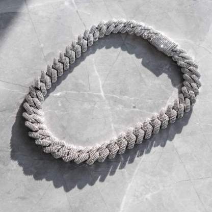 20mm Ice Out Miami Moissanite Diamond Chain In White Gold