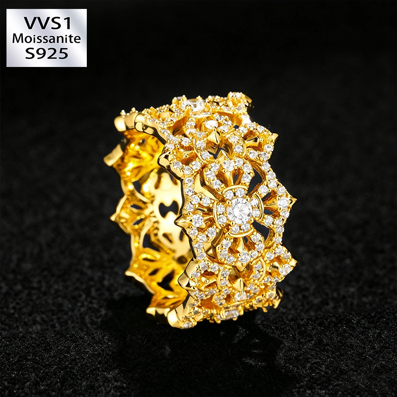 S925 Moissanite Chrome Heart Band Ring