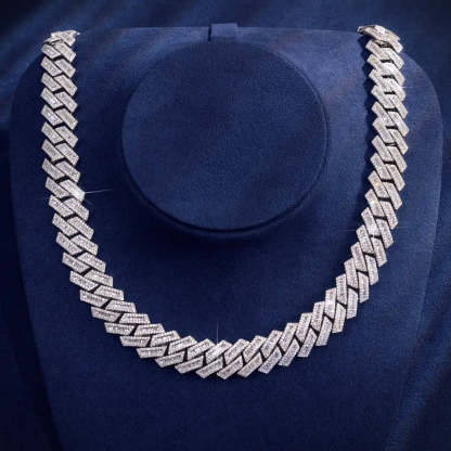 19mm Miami Moissanite Diamond Baguette Chain In White Gold