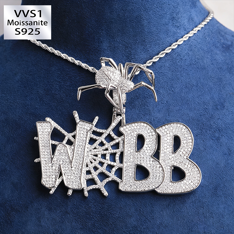 S925 Moissanite Creative Spider-Clasp Letter Pendant