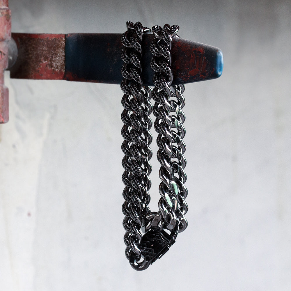 12mm Black Iced Cuban Link Chain-krkcom