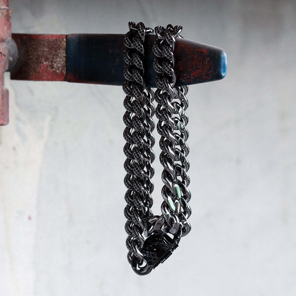 12mm Black Iced Cuban Link Chain-krkcom