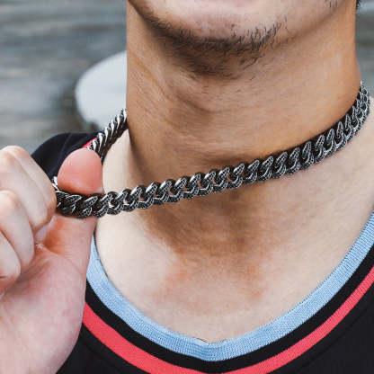 12mm Black Iced Cuban Link Chain-krkcom