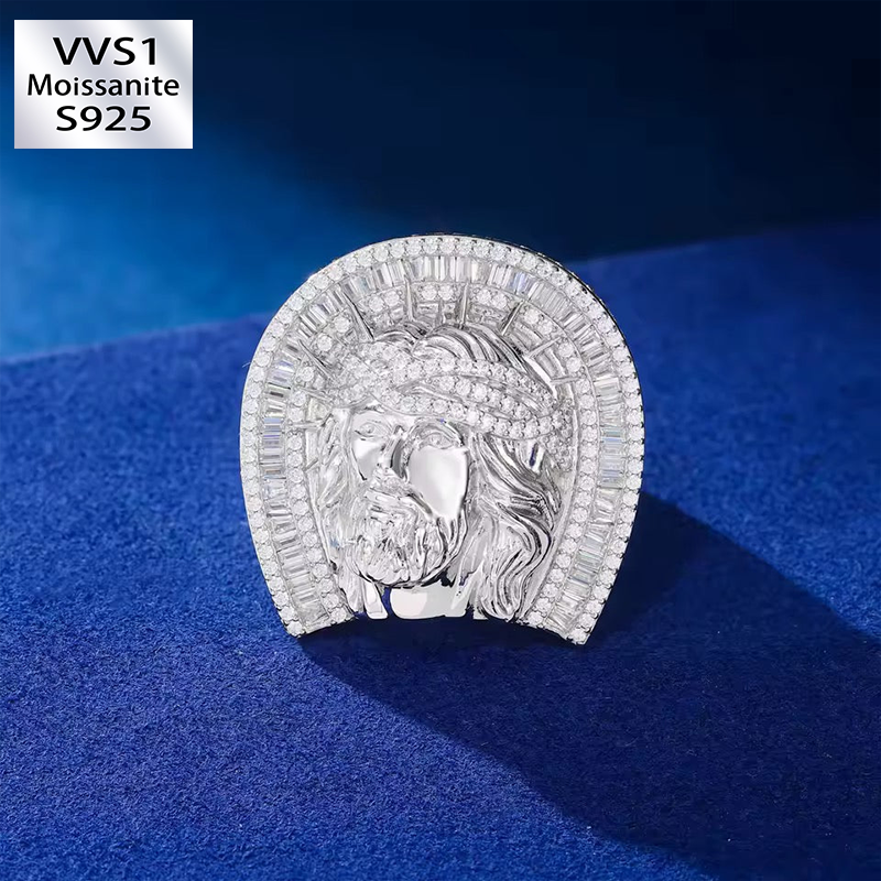 Jesus Face Moissanite Hip Hop Ring