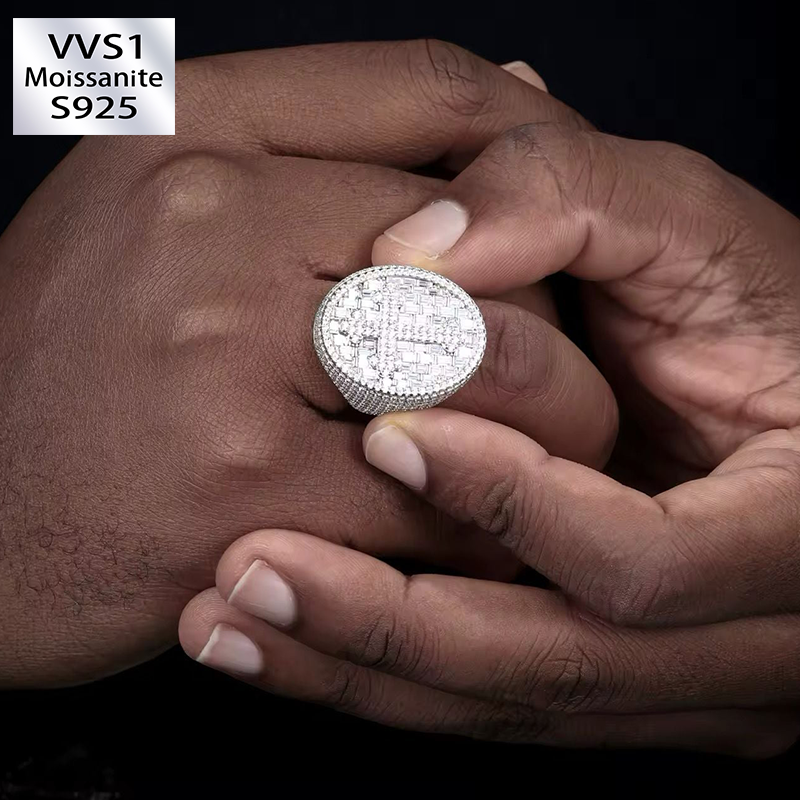 New Hip-Hop Moissanite Cross Ring