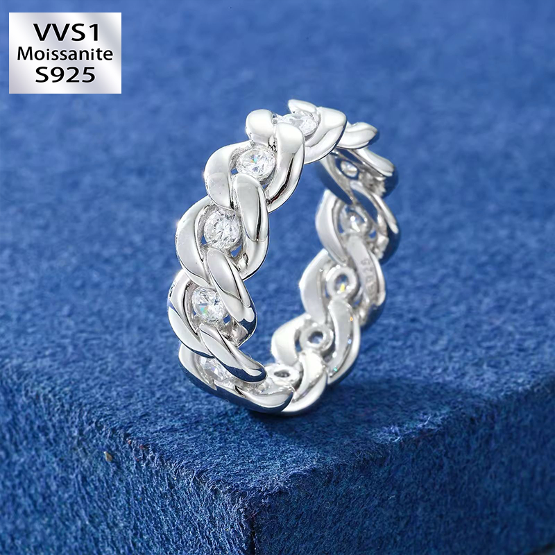 Moissanite Simple Cuban Ring