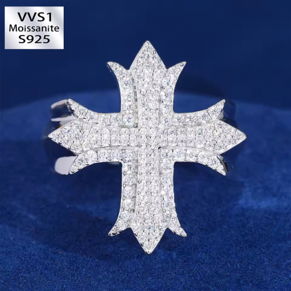 Moissanite Cross Ring
