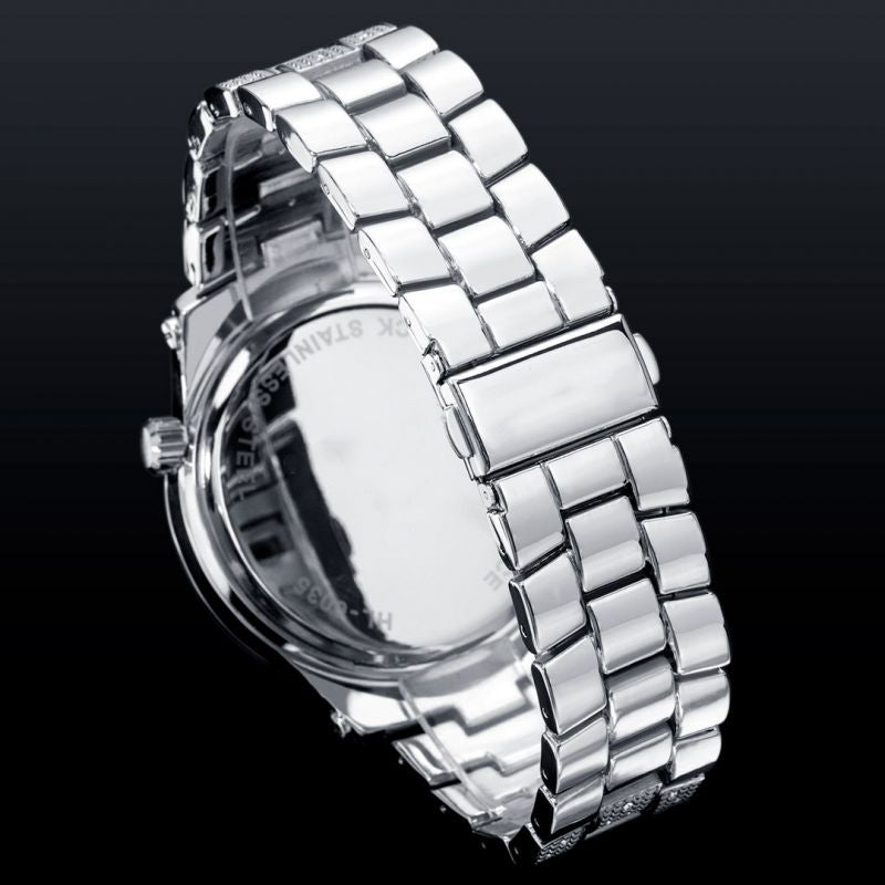 Micro Paved Arabic Numerals Men's Watch in White Gold