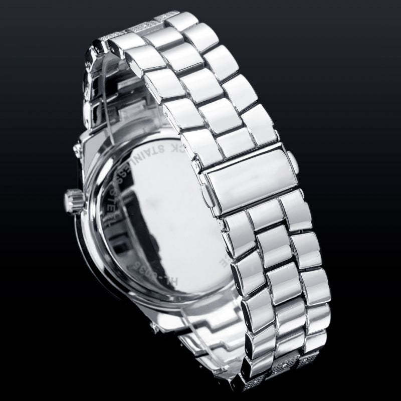 Micro Paved Arabic Numerals Men's Watch in White Gold