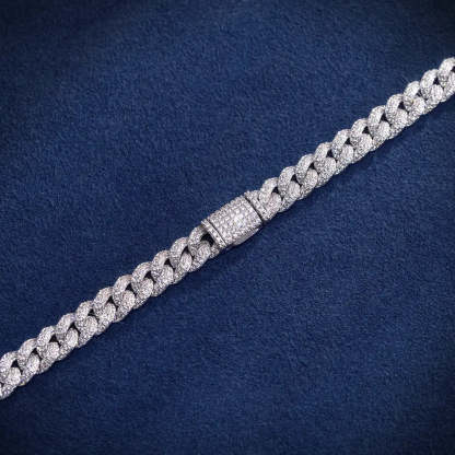 8mm Moissanite Cuban Link Chain in White Gold