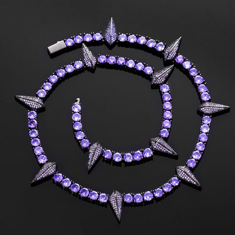 5mm Moissanite Purple Fight Tooth and Claw Tennis Chain
