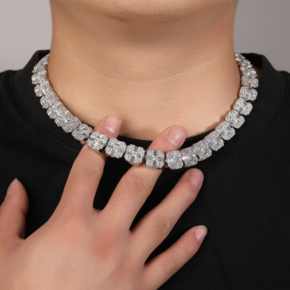 12mm Moissanite Cross Shape Rock Sugar Chain