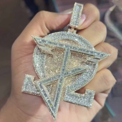 Moissanite Hip Hop Designer Letter Round Pendant