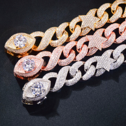 Moissanite Hip Hop Star Moon Sun Eye Cuban Chain