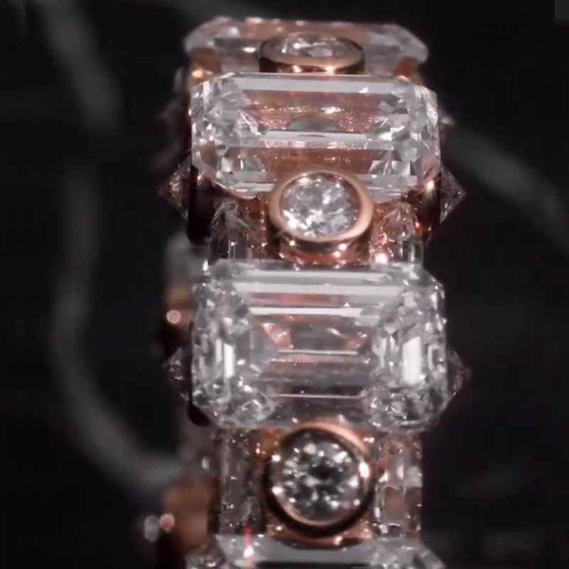 Moissanite Emerald Symmetry Round Luxury Ring